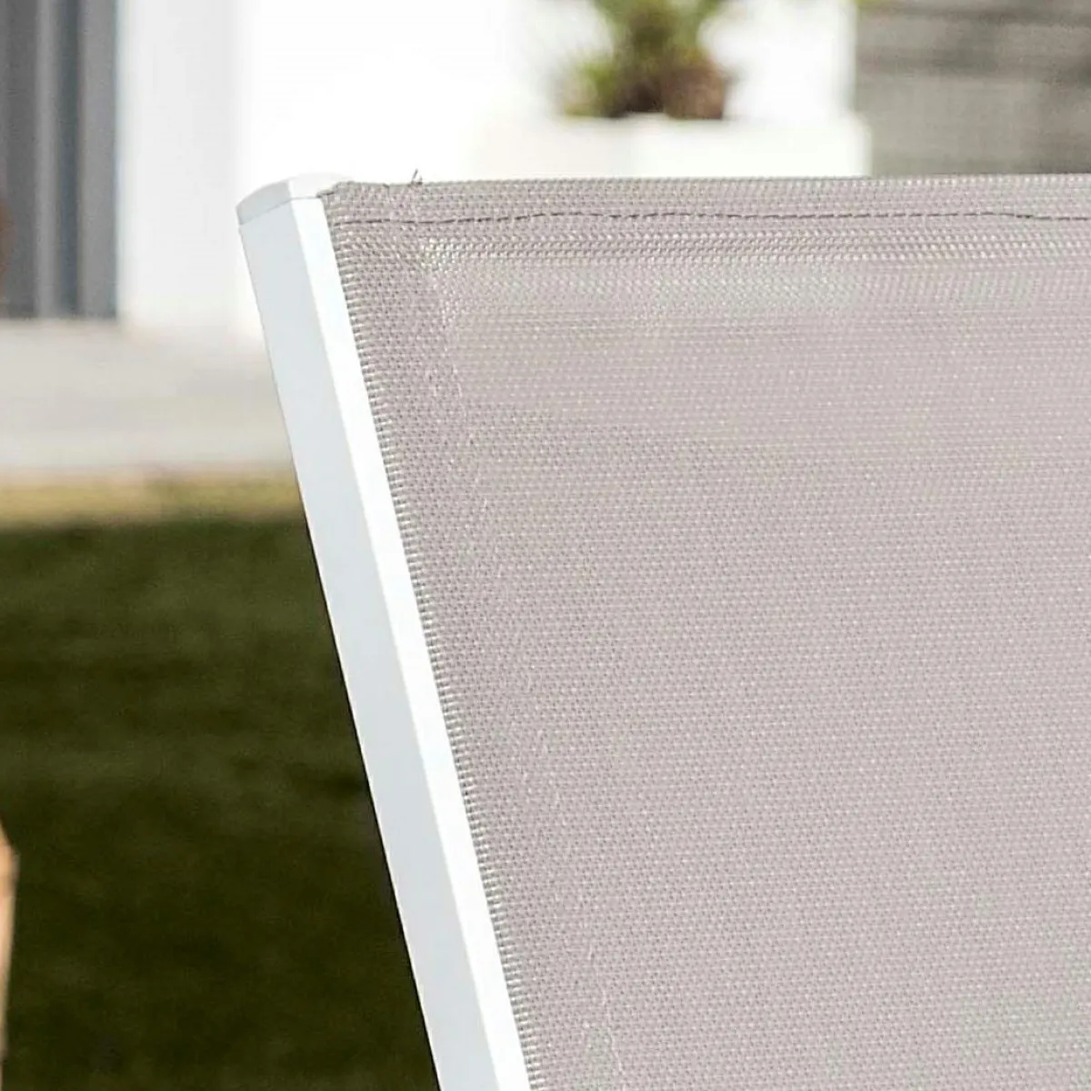 MOBELLIA Chaise de jardin aluminium empilable Murano Blanc et Taupe New
