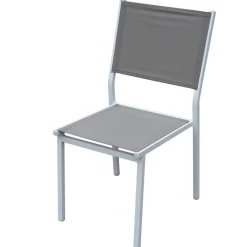 MOBELLIA Chaise de jardin aluminium empilable Murano Blanc et Taupe New