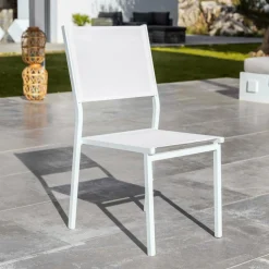 MOBELLIA Chaise de jardin aluminium empilable Murano he Blanc Best