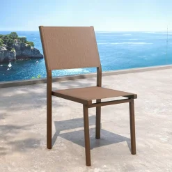 MOBELLIA Chaise de jardin aluminium empilable Murano Bronze New