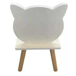 EMINZA Chaise enfant bois (H46 cm) Chaton Blanc Discount