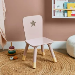 EMINZA Chaise enfant bois (H50 cm) Stars Rose Best