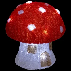 JJA Champignon lumineux solaire 30 LED (H21 cm) Forêt magique Blanc froid Rouge Hot