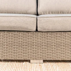 MOBELLIA Chauffeuse de jardin en résine tressée 2 places Palma Gris et taupe Tressé Blanc - Taupe