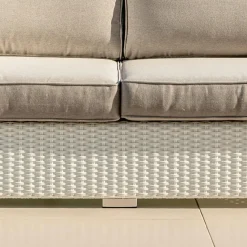 MOBELLIA Chauffeuse de jardin en résine tressée 2 places Palma Blanc et taupe Tressé Blanc - Taupe Sale
