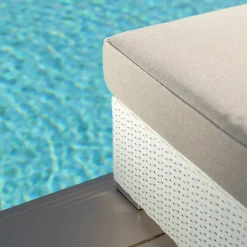 MOBELLIA Chauffeuse de jardin en résine tressée Palma Blanc et taupe Tressé Blanc - Taupe Online