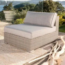 MOBELLIA Chauffeuse de jardin en résine tressée Palma Gris et taupe Tressé Gris - Taupe Clearance