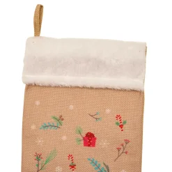 JJA Chaussette de Noël en jute (H45 cm) Lutin et Père Noël Multicolore Outlet