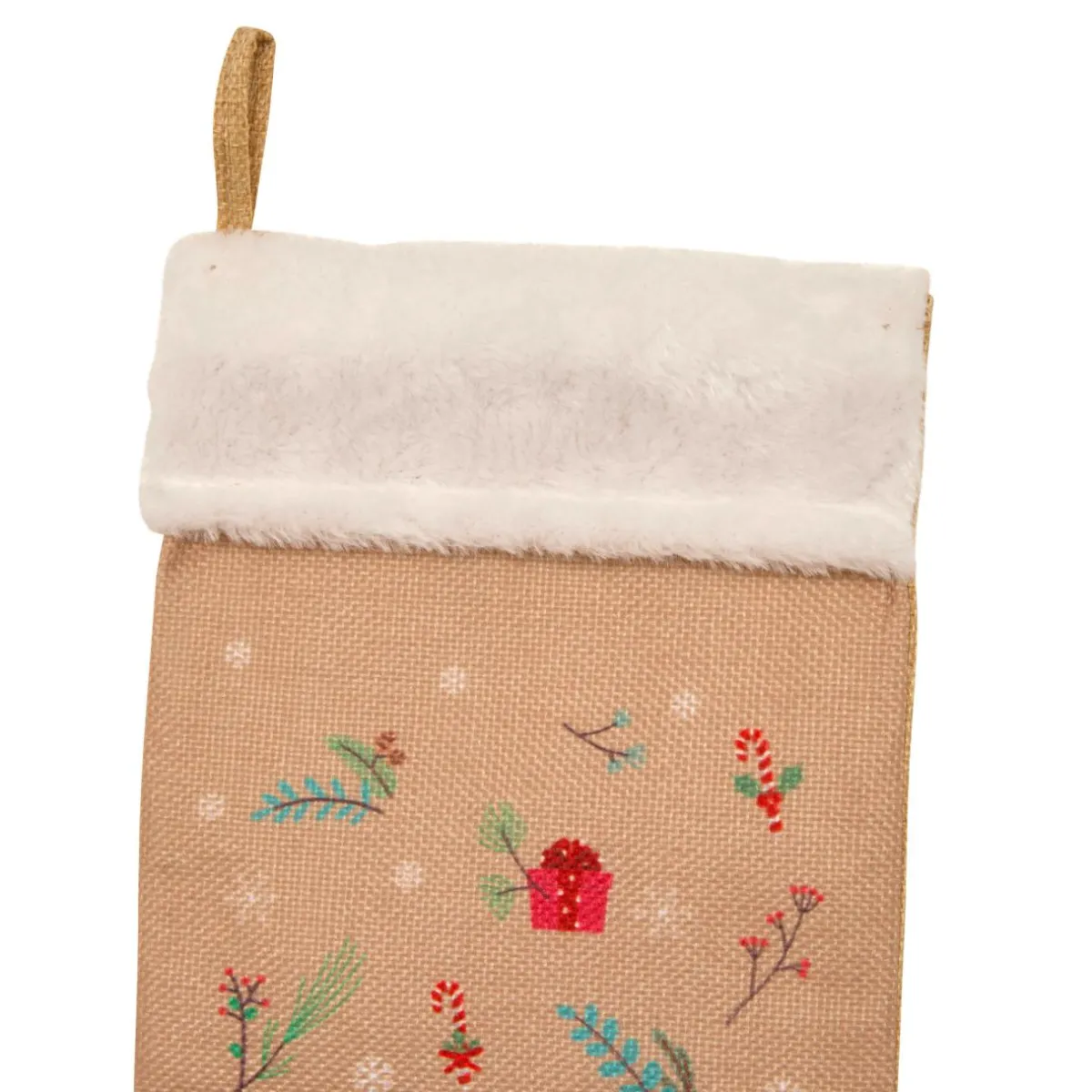 JJA Chaussette de Noël en jute (H45 cm) Lutin et Père Noël Multicolore Outlet