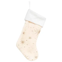 JJA Chaussette de Noël (H45 cm) Étoiles Célestes Dorées Blanc Best