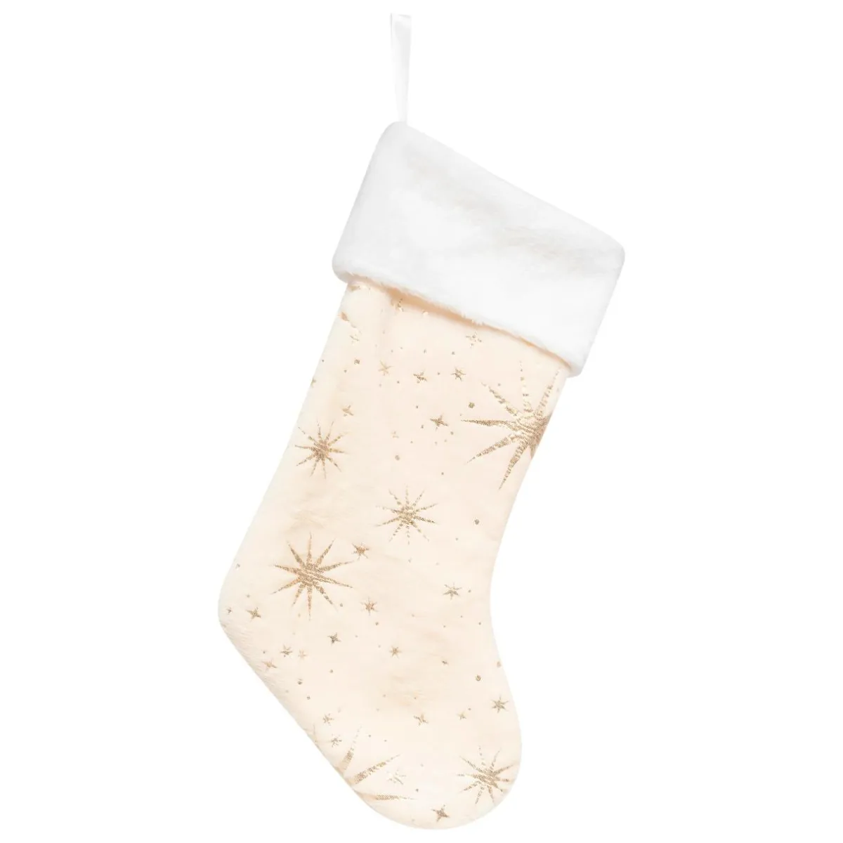 JJA Chaussette de Noël (H45 cm) Étoiles Célestes Dorées Blanc Best