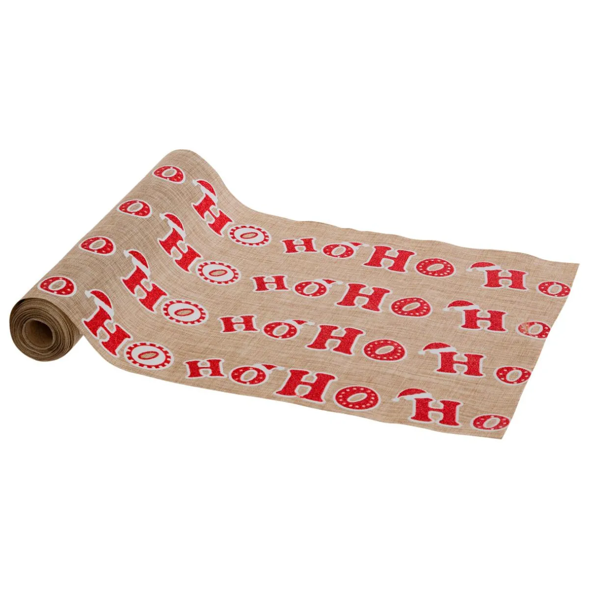 JJA Chemin de table en jute (300 x 28 cm) Hohoho et rouge Beige Outlet