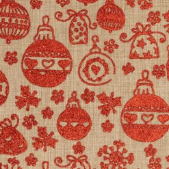 Feeric Lights & Christmas Chemin de table en jute (300 x 28 cm) Boules de Noël Rouge New