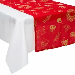 Feeric Lights & Christmas Chemin de table Noël (200 x 45 cm) Motifs Or et Rouge