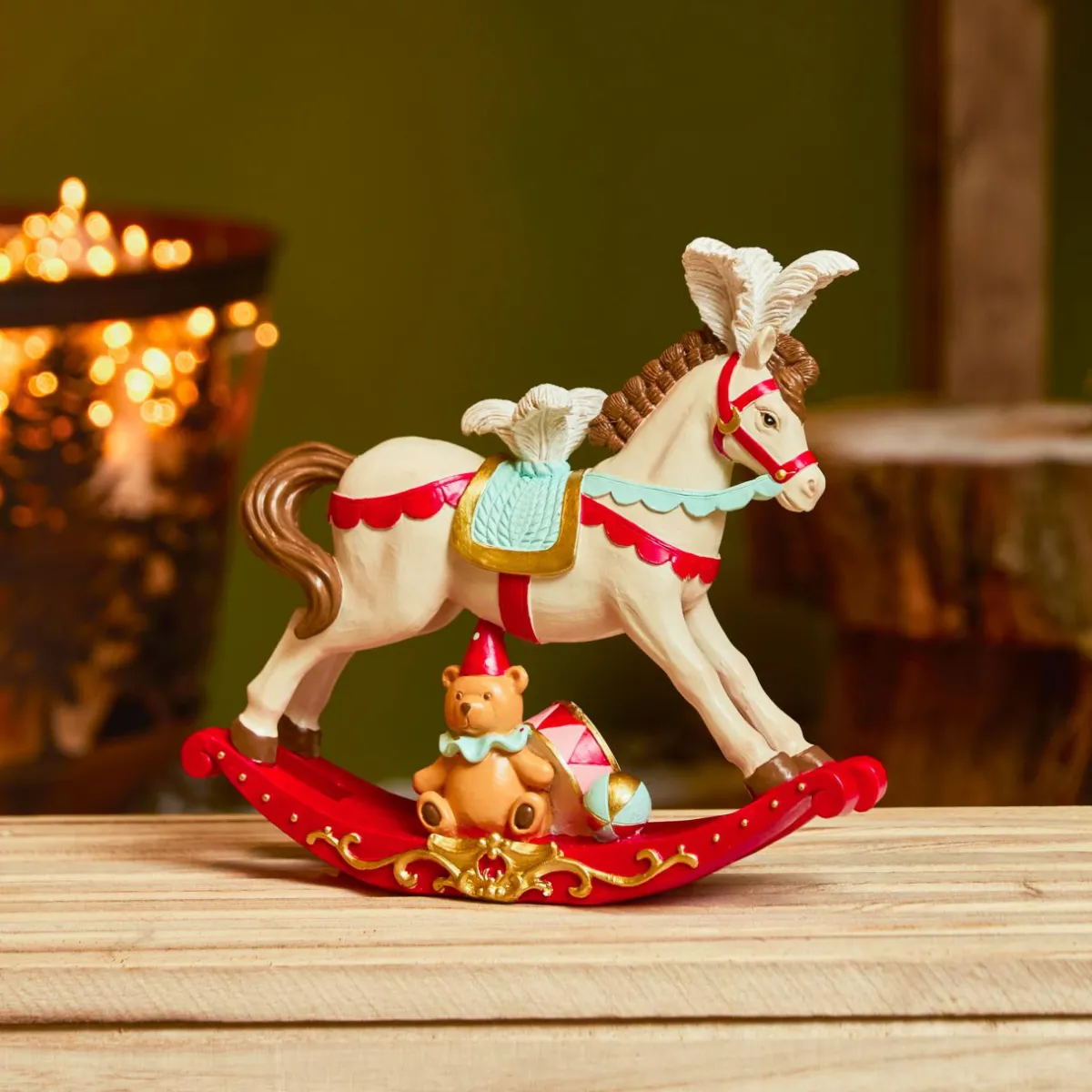 KAEMINGK Cheval à bascule (H18 cm) Cirque de Noël Multicolore Clearance