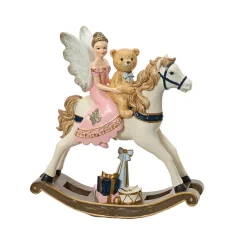 KAEMINGK Cheval à Bascule (H20 cm) Fée et ourson de Noël Beige Outlet