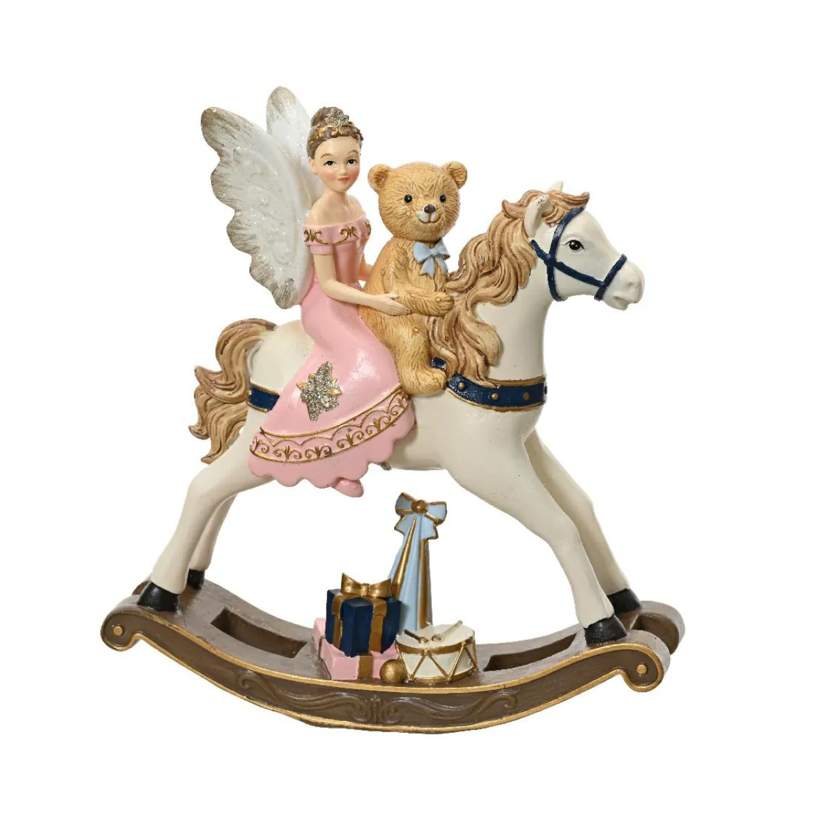 KAEMINGK Cheval à Bascule (H20 cm) Fée et ourson de Noël Beige Outlet