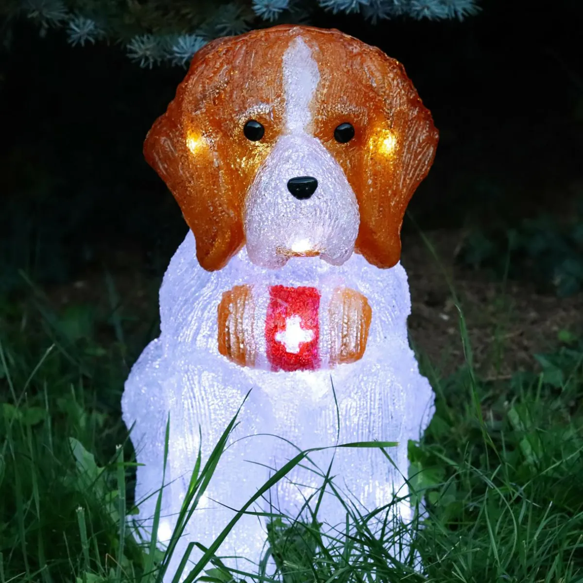 Feeric Lights & Christmas Chien lumineux 40 LED (H38 cm) Saint Bernard Blanc froid Discount