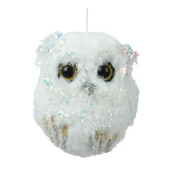 KAEMINGK Chouette de Noël à suspendre (H8 cm) Sequins et paillettes irisées Blanc Best