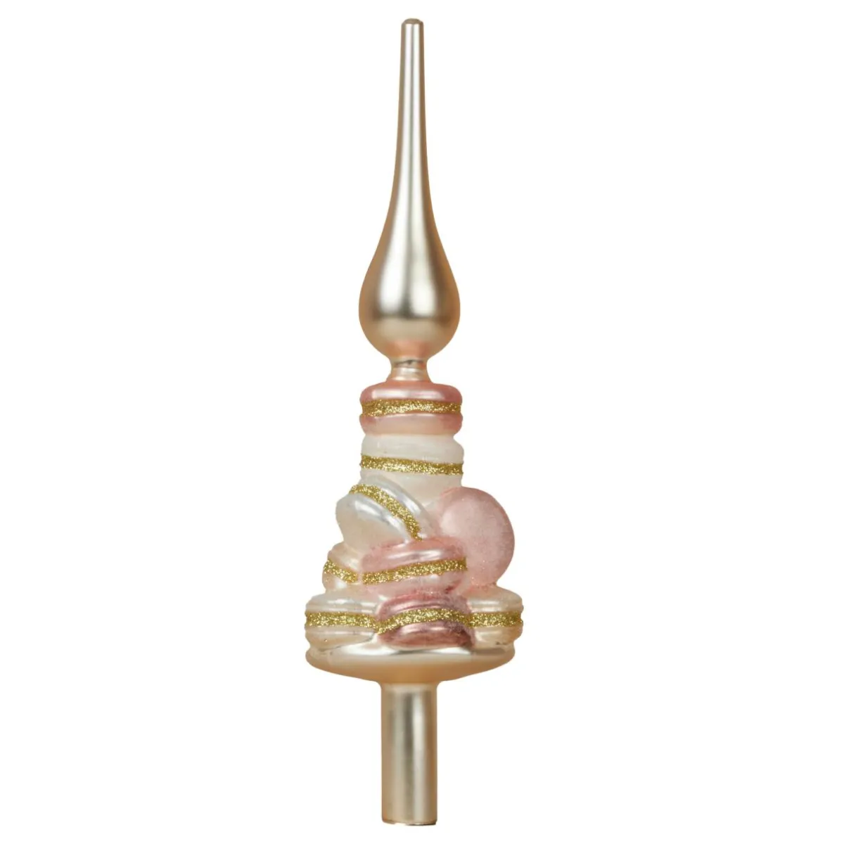 KAEMINGK Cimier de sapin en verre Macarons et perle pailleté Rose Outlet