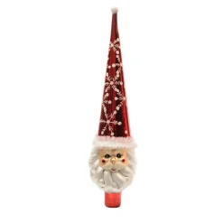 KAEMINGK Cimier de sapin en verre Père Noël Joyeux Rouge Sale