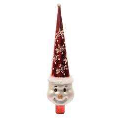 KAEMINGK Cimier de sapin en verre Bonhomme de neige Joyeux Rouge Clearance