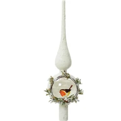 KAEMINGK Cimier de sapin en verre Moineau en hiver enneigé Blanc Online