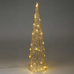 KOOPMAN Cône lumineux à piles 30 LED (H60 cm) Christmas et blanc chaud Or Sale