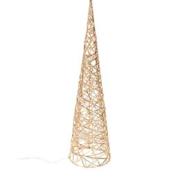 KOOPMAN Cône lumineux sur piles 30 micro LED (H60 cm) Éclats Blanc chaud Blanc Chaud doré Outlet