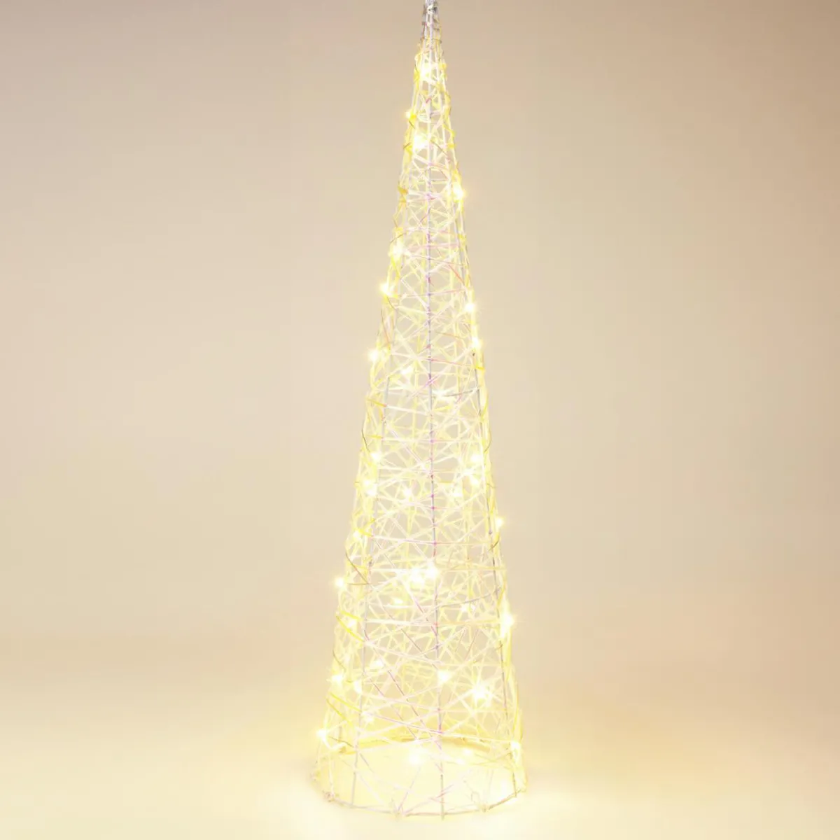 KOOPMAN Cône lumineux sur piles 30 micro LED (H60 cm) Éclats Blanc chaud Discount