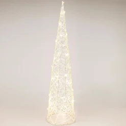 KOOPMAN Cône lumineux sur piles 40 micro LED (H80 cm) Éclats Blanc chaud Online