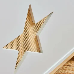 EMINZA Coffre à jouet avec couvercle enfant bois (H51 cm) Stars Blanc Discount