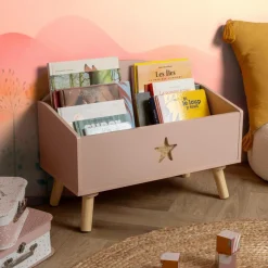 EMINZA Coffre à jouet ouvert enfant bois (H44 cm) Stars Rose Discount