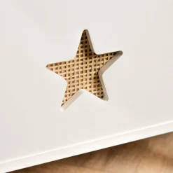 EMINZA Coffre à jouet ouvert enfant bois (H44 cm) Stars Blanc New
