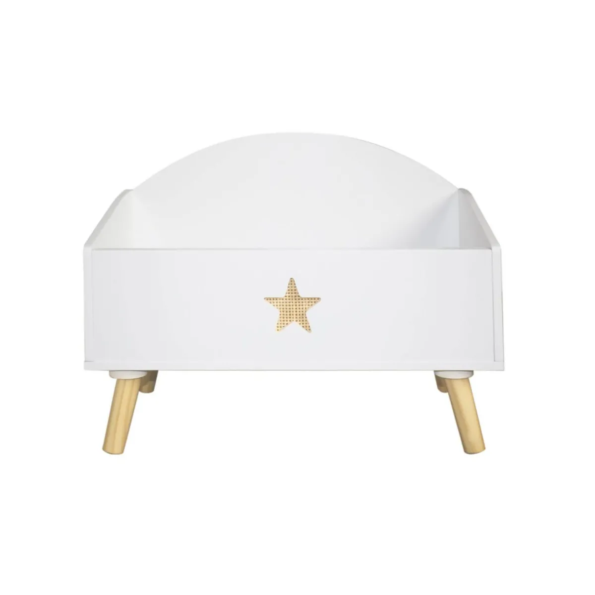 EMINZA Coffre à jouet ouvert enfant bois (H44 cm) Stars Blanc New