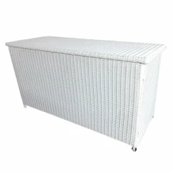 MOBELLIA Coffre de rangement extérieur en résine tressée Calvi Blanc New