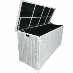 MOBELLIA Coffre de rangement extérieur en résine tressée Calvi Blanc New