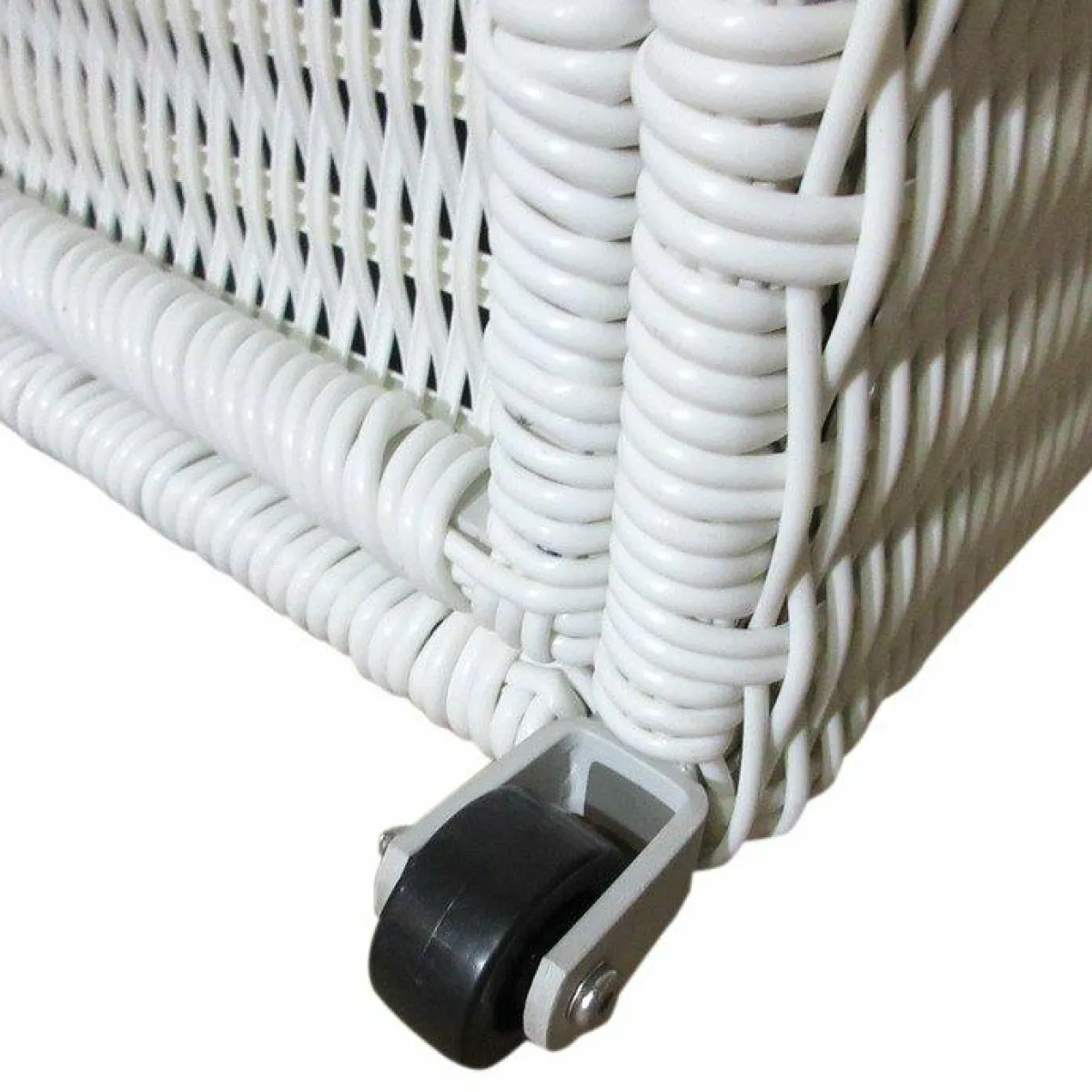 MOBELLIA Coffre de rangement extérieur en résine tressée Calvi Blanc New