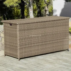 MOBELLIA Coffre de rangement extérieur en résine tressée Calvi Sepia Sépia Sale
