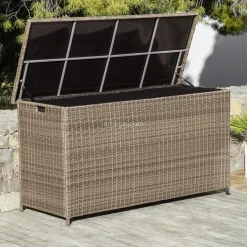 MOBELLIA Coffre de rangement extérieur en résine tressée Calvi Sepia Sépia Sale