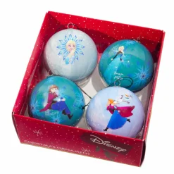 CHRISTMAS INSPIRATIONS Coffret de 4 boules de Noël (D75 mm) DIsney la Reine des Neiges Bleu Discount