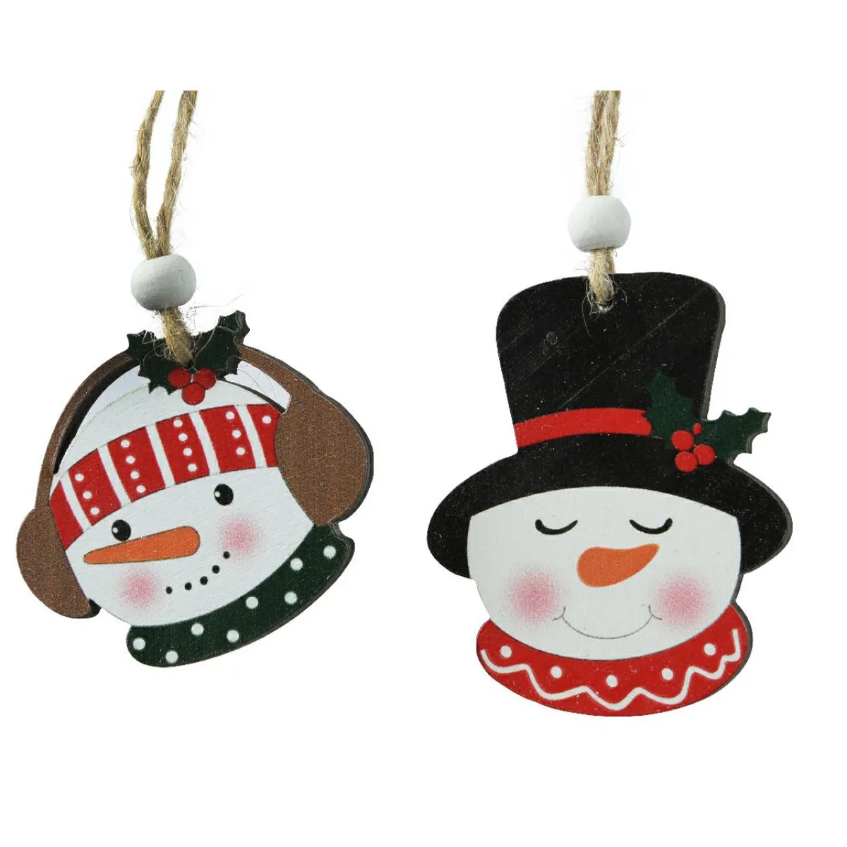KAEMINGK Coffret de 8 suspensions en bois (H13 cm) Les Bonhommes de neige Joyeux Multicolore Hot