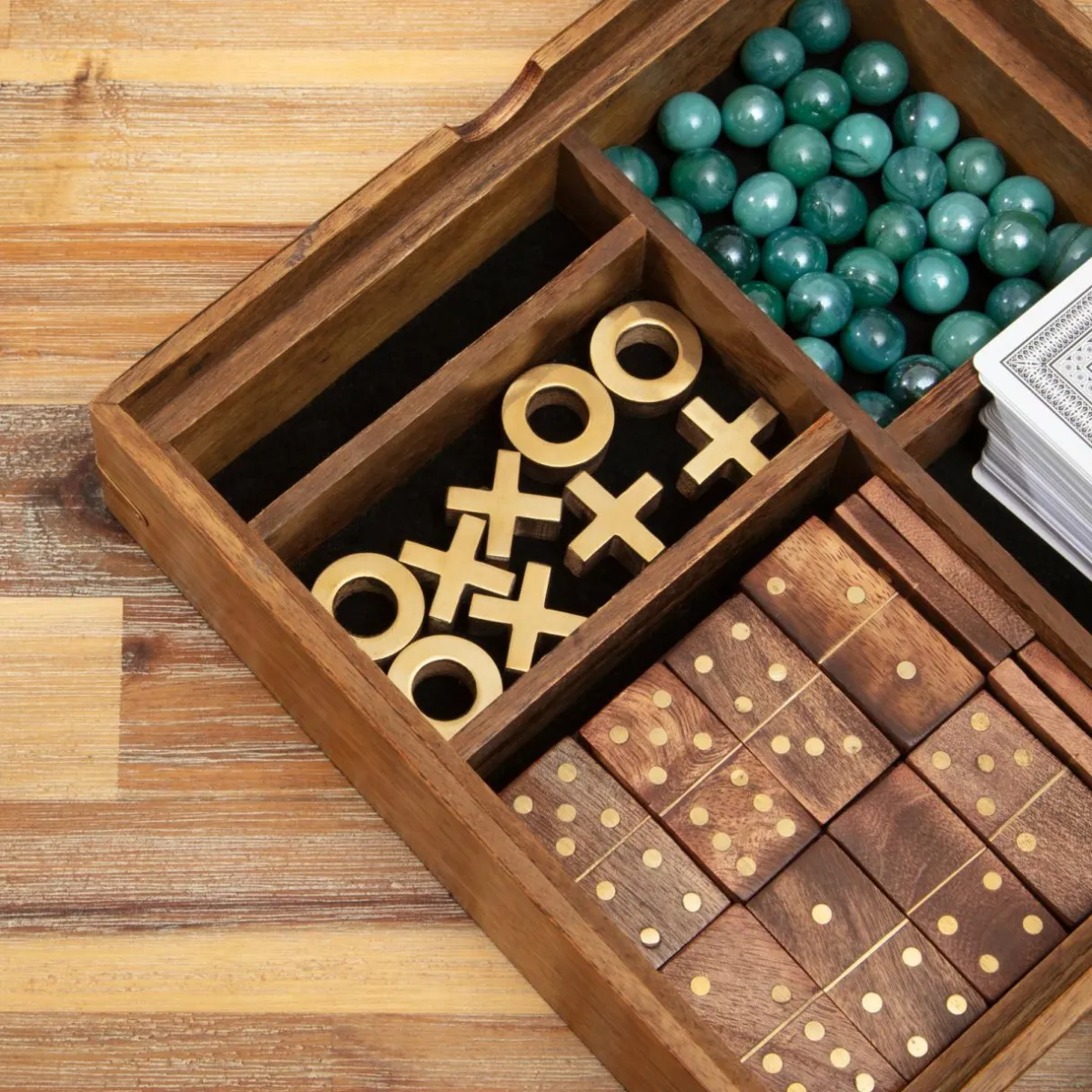ATMOSPHERA Coffret jeu solitaire en manguier Naturel Bois New