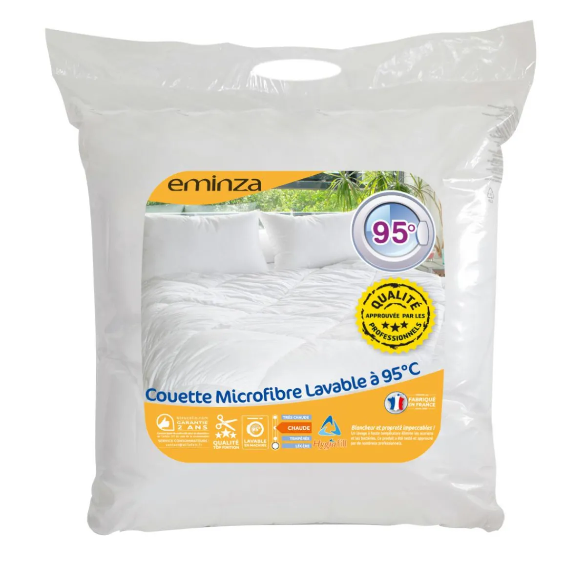 EMINZA Couette Chaude (260 x 240 cm) Microfibre Lavable à 95°C he Blanc Outlet