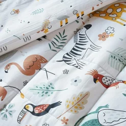 L'effet papillon Couette imprimée enfant coton et deux taies d'oreiller (240 x 220 cm) Savane Multicolore Hot