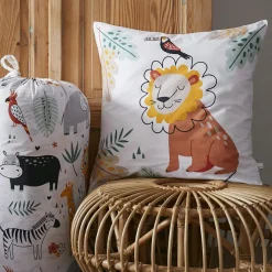 L'effet papillon Couette imprimée enfant coton et deux taies d'oreiller (240 x 220 cm) Savane Multicolore Hot