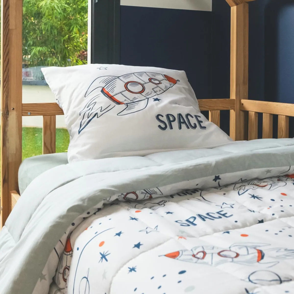 l'Effet Papillon Couette imprimée enfant coton (140 x 200 cm) Galaxie he Blanc Best