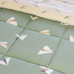 L'EFFET PAPILLON Couette imprimée enfant et une taie d'oreiller (140 x 200 cm) Petits papiers e Vert Outlet
