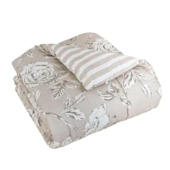 EMINZA Couette imprimée et deux taies d'oreiller coton (200 x 200 cm) Lara Beige Outlet