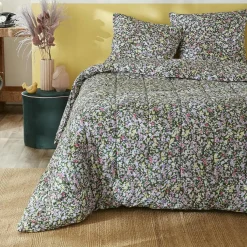 L'EFFET PAPILLON Couette imprimée tempérée (140 x 200 cm) et une taie coton Myosotis Multicolore Discount